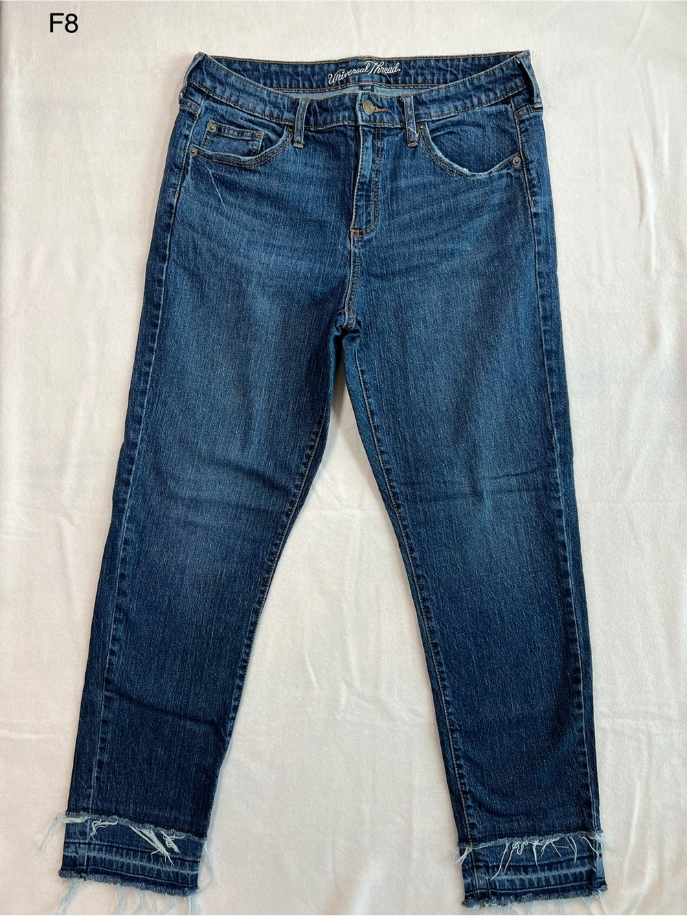 Universal Thread Dark Blue Frayed Hem Cropped Jeans